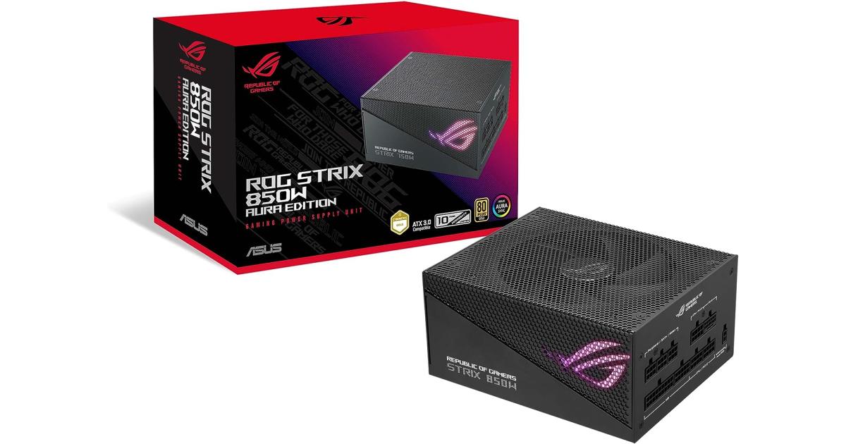 مزود طاقة (PSU) ASUS ROG Strix 850W Gold Aluminum Axial-tech Fan PCIe Gen 5.0 Fully Modular - Aura Edition