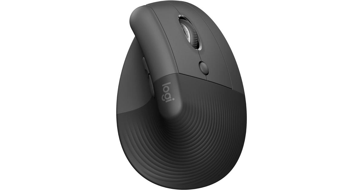 لابتوب Logitech Lift Vertical Ergonomic Mouse Wireless, Bluetooth Quiet clicks 4 buttons For Windows/macOS/iPadOS, , PC - Black