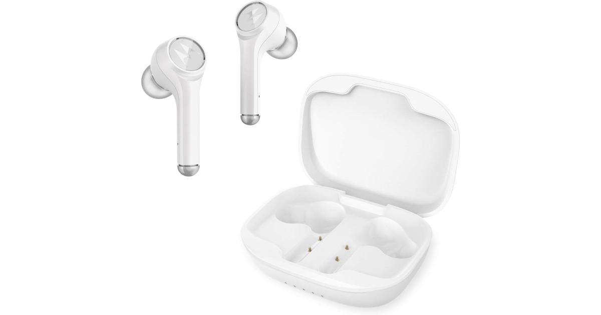 Motorola VerveBuds 800 True Wireless in-Ear IPX4 Cordless Earbuds w/ Dual Noise-Cancelling Mic Charging Case Bluetooth 5.0 6H Playtime