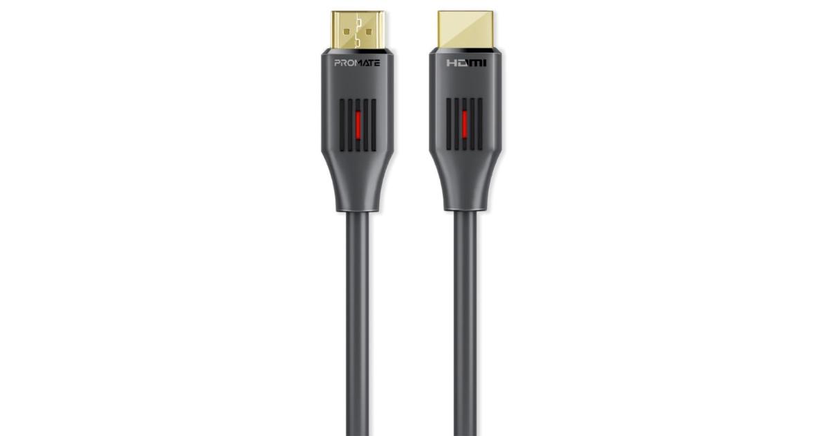 Promate HDMI 2.0 Cable, 4K@60Hz HDMI to HDMI Slim 5m Cable with 3D Video Support, 9Gbps Bandwidth, Ethernet Support and Gold-Plated Connectors for Laptops, Smart TVs, Monitors