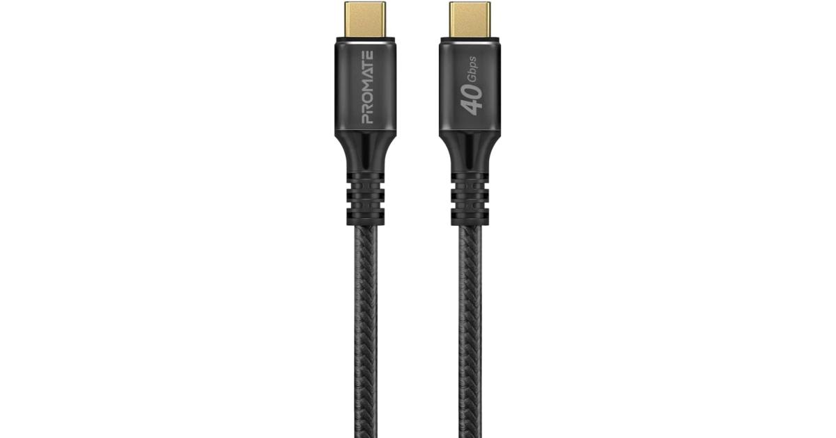 Promate PowerBolt240-2M Durable USB-C Cable Ultra-Fast 240W Power Delivery Thunderbolt 3 w/ 8K Display Nylon Braided 2M Cord & 40Gbps Transfer Speed
