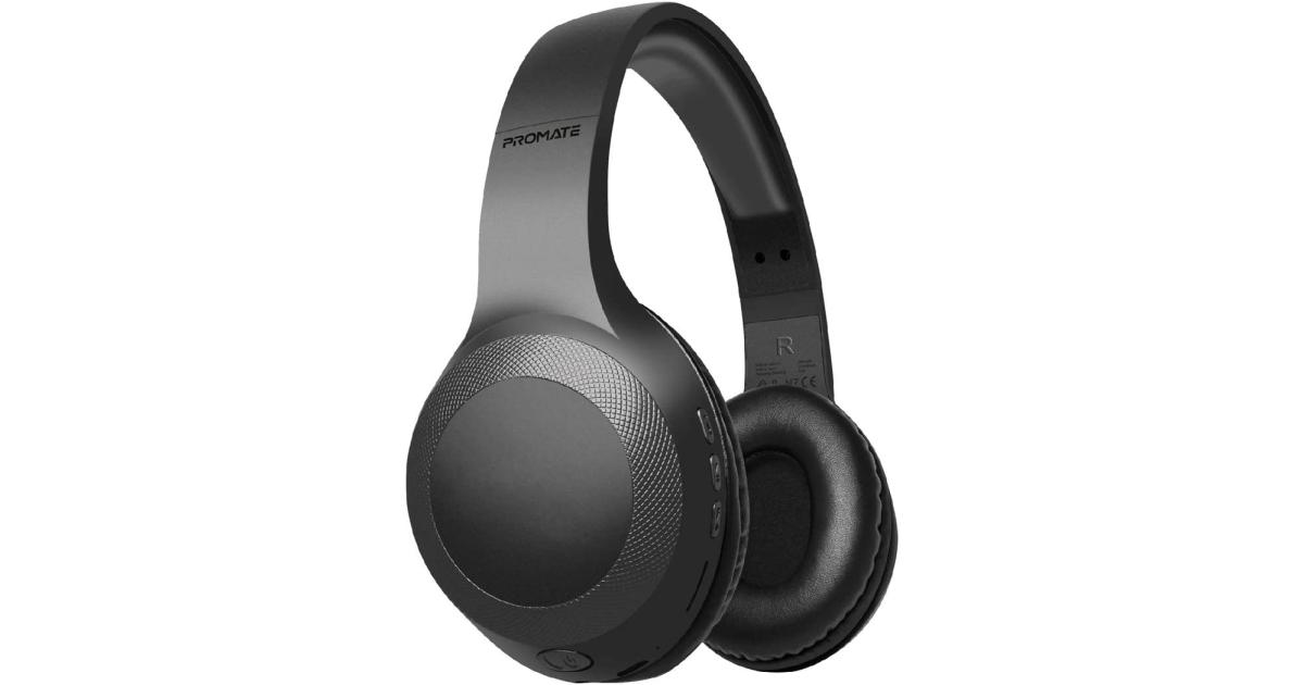 Promate LaBoca Wire & Wireless Headphone Deep Bass Bluetooth v5.0 w/ MicroSD Playback 5H Playtime Built-In Mic & Control - Black