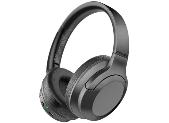 Promate Concord Wired & Wireless Bluetooth v5.3 Active Noise Cancellation w/ Mic 27H Playback Time Flip & Fold Design - Black