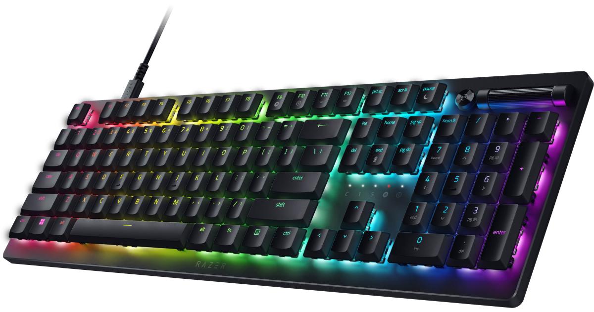 Razer DeathStalker V2 Low-Profile Optical Switches Durable Keycaps & Aluminum Top Plate w/ Roller & Media Button - Linear Red