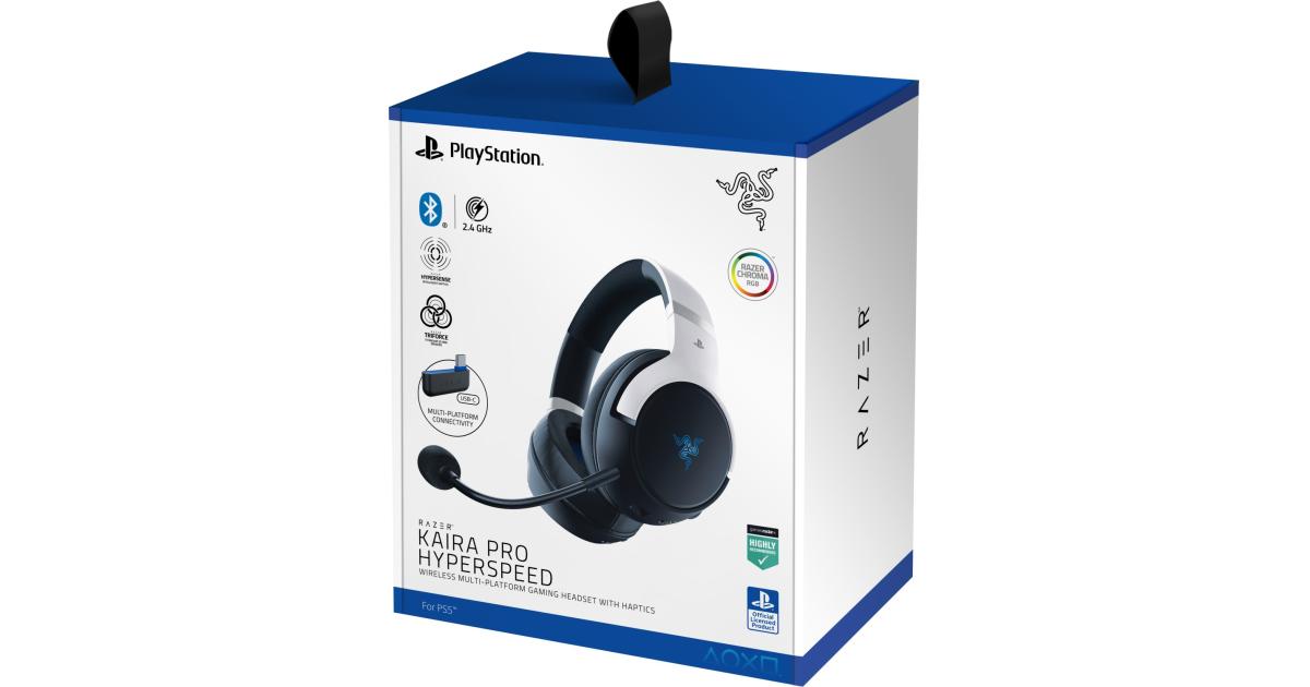 Razer Kaira Pro HyperSpeed Wireless / Bluetooth w/ Haptics Titanium 50mm Drivers Hybrid MicLow Latency Bluetooth30 Hr Battery For Playstation PS5 PS4 PC Mobile