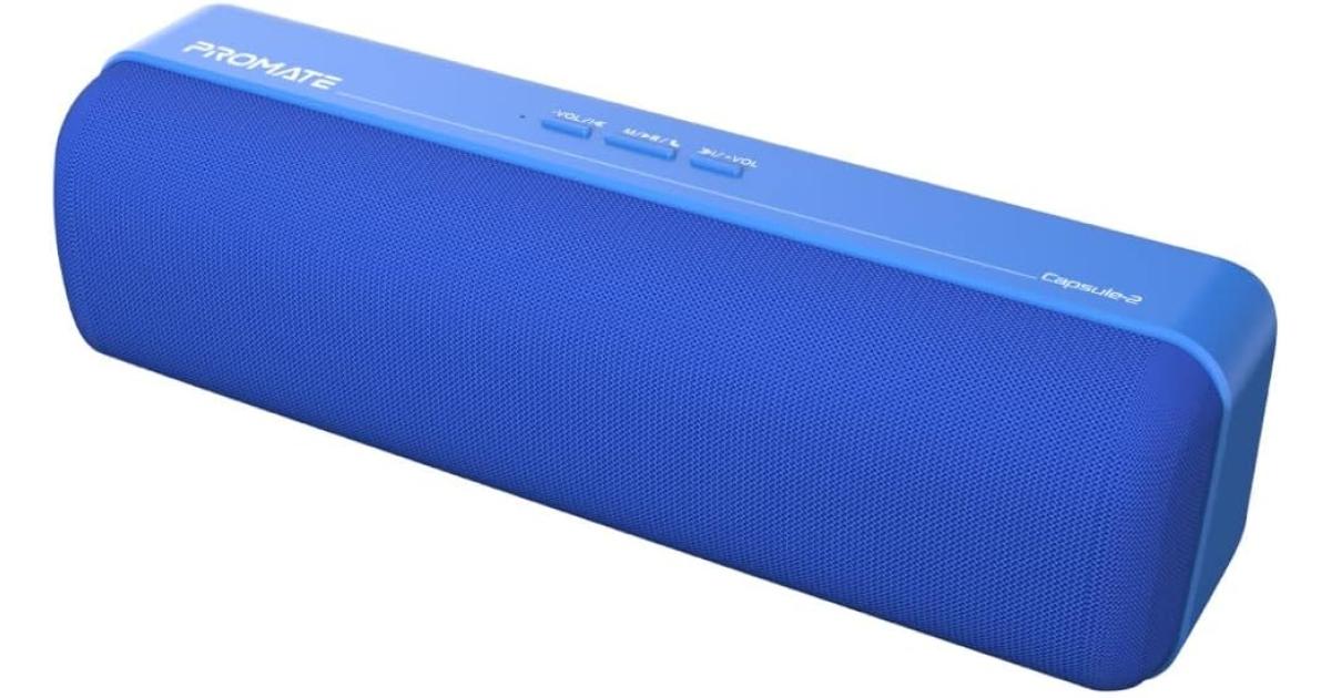 Promate Capsule-2 Bluetooth Portable Speaker HD 6W True Bluetooth 5.0 Long Playtime USB Media Port Micro SD Card & 3.5mm Port - Blue