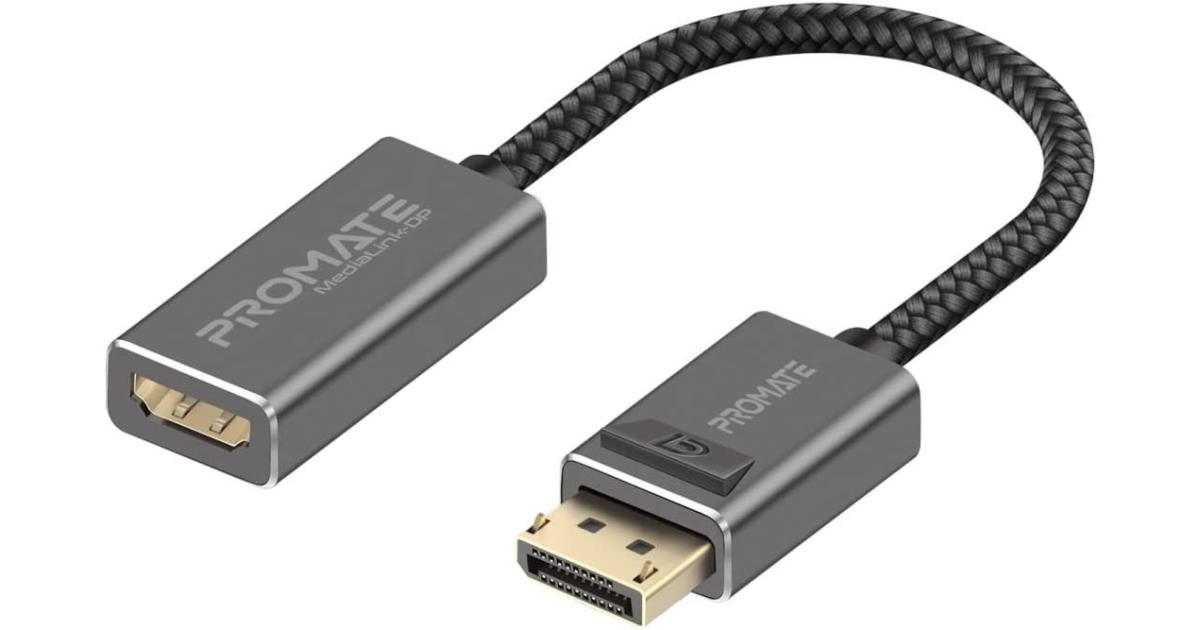 محول بروميت DisplayPort إلى HDMI، محول Ultra HD 4k ذكر إلى أنثى DP إلى HDMI محول عرض فيديو مع موصلات مطلية بالذهب، كابل نايلون، شاشة أحادية الاتجاه لأجهزة iMac وHP وMediaLink-DP