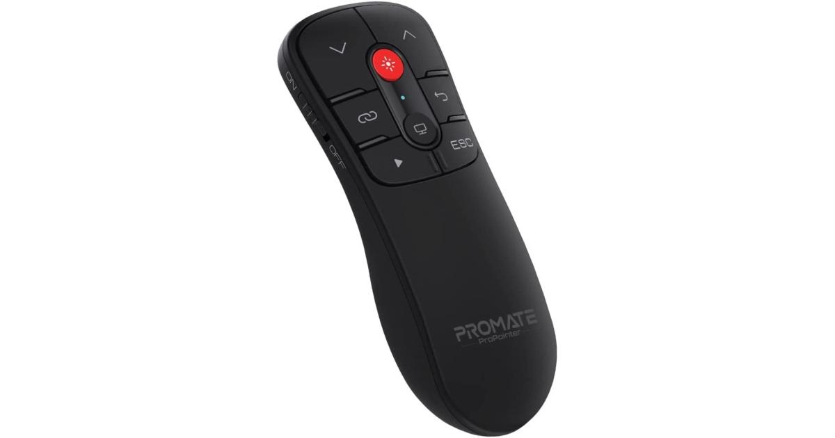 لابتوب Promate ProPointer Wireless Presenter 2-in-1 Type-C & USB Clicker w/ 50m Range Laser Pointer 10m Range