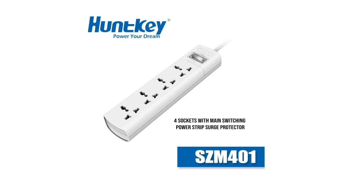 Huntkey SZM401 Universal Power Strip 4x Outlet AC 220-240V Surge Protector 1.5M - White
