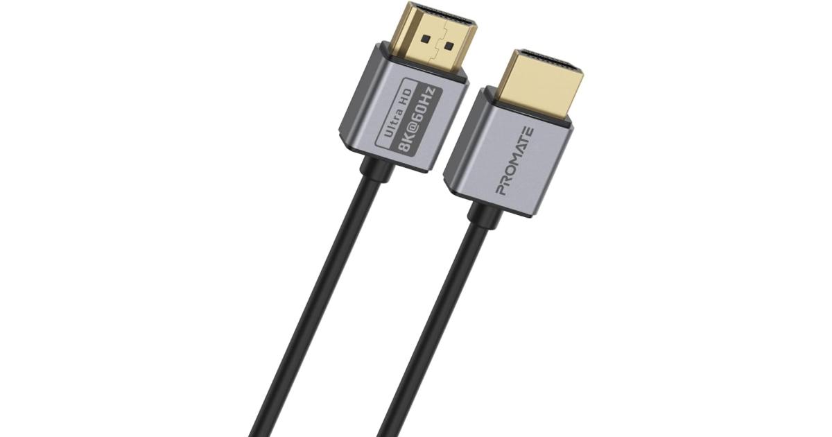 Promate HDMI 2.1 Cable, 1.5m HDMI to HDMI Slim Cable with 48Gbps Bandwidth, 8K@60Hz Resolution, UHD Dynamic HDR eARC Wire for MacBook Pro, PS5, TV, Xbox, Roku, Blu-ray Projector, PrimeLink8K-150