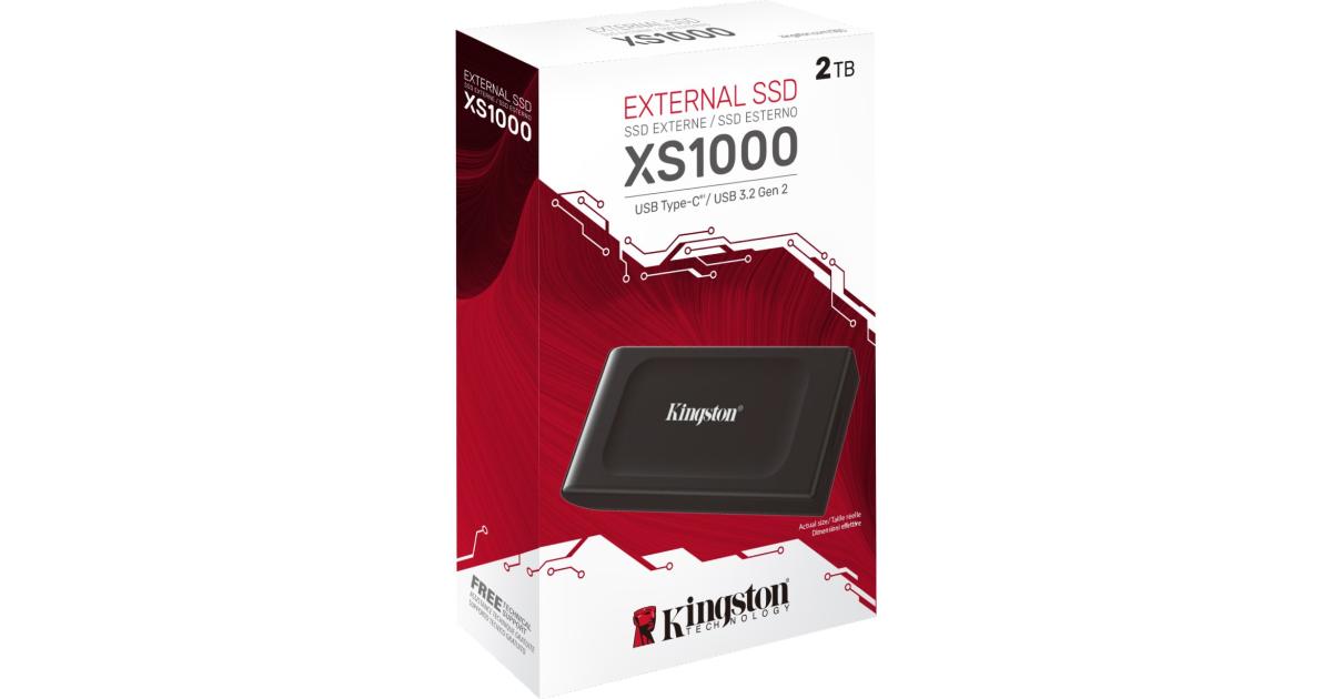 SSD خارجي Kingston XS1000 2TB High Performance Pocket-Sized USB C w/ USB-C to USB-A Cable