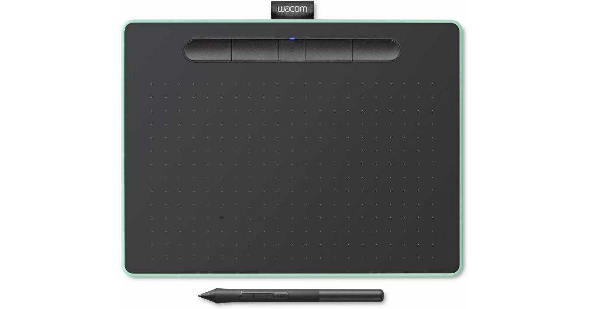 Wacom Intuos Medium Bluetooth Graphics Drawing Tablet Portable For Teachers, Students & Creators 4 Customizable ExpressKeys For Chromebook Mac OS Android & Windows - Pistachio