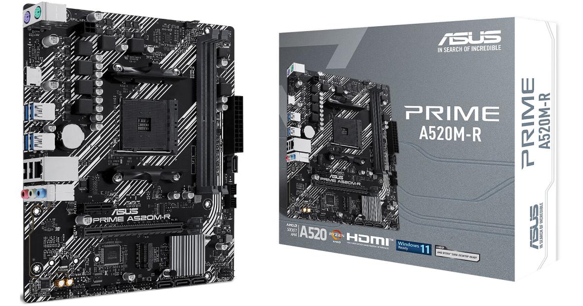 لوحة أم (Motherboard) Asus Prime A520M-R AMD A520 (Ryzen AM4) Micro ATX with M.2 Slot USB 3.2 Gen 2 Type-A