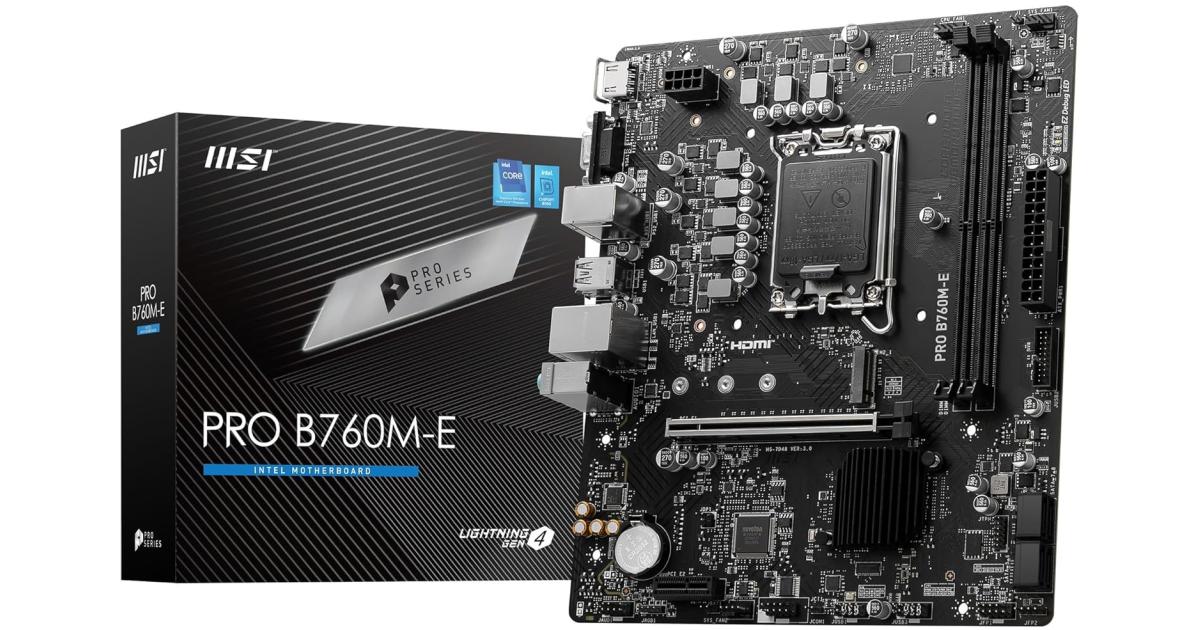 لوحة أم (Motherboard) MSI PRO B760M-E DDR5 Intel 13th Gen PCIe 4.0 DDR5 1xM.2 Gen4 x4 PCIe 4.0 Mainboard