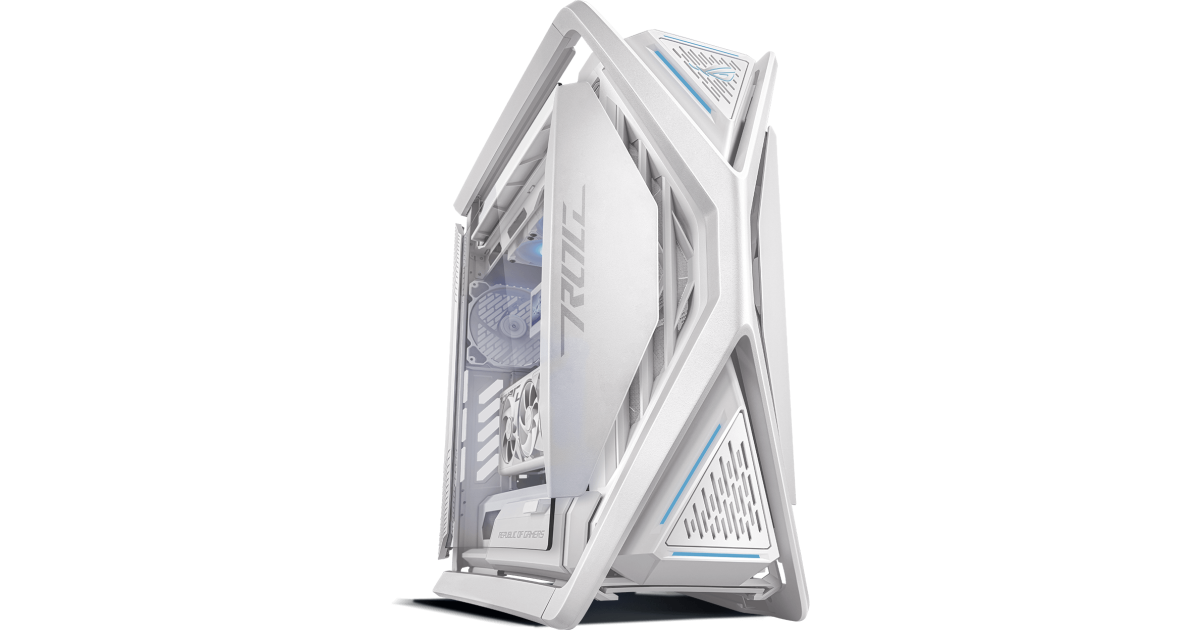 كرت شاشة ASUS ROG Hyperion GR701 EATX Full-Tower case Semi-Open Structure Tool-Free Side Panels up to 2 x 420mm Built-in Holde USB Type-C - White