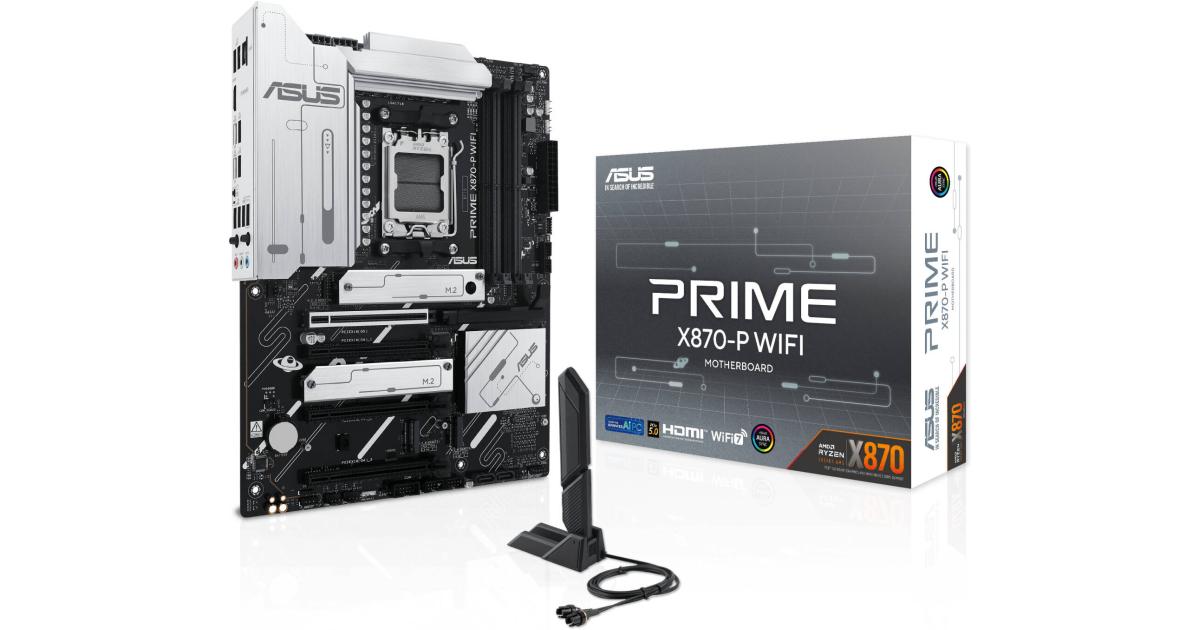ASUS Prime X870-P WIFI 7 AMD X870 AM5 ATX 4x M.2 Slots DDR5 USB 3.2 Gen 2x2 Type-C® USB4® Header & 2.5Gb Ethernet