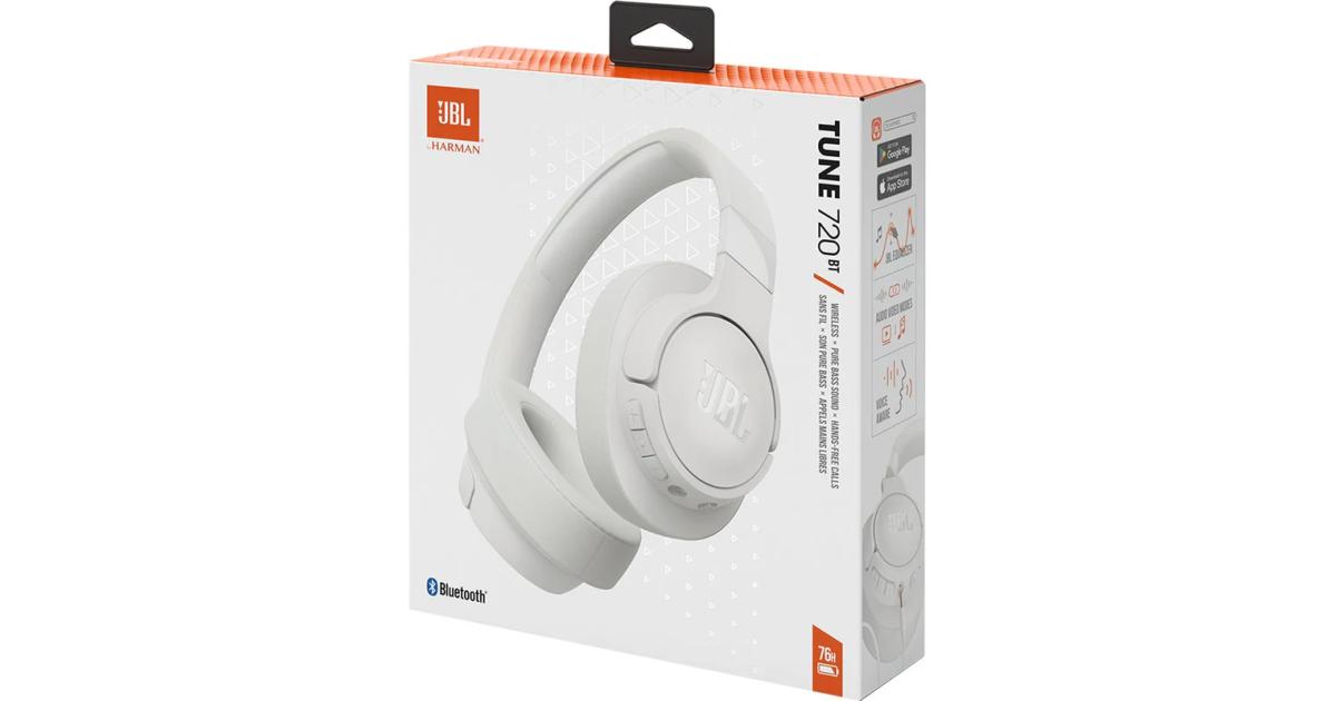 JBL Tune 720BT Wireless Over-Ear with JBL Pure Bass Sound Bluetooth 5.3 Up to 76H Battery Life & Speed Charge, Lightweight, Comfortable & Foldable Design - White