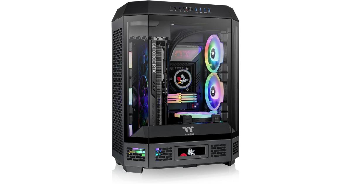 Thermaltake The Tower 600 Mid-Tower 3 Tempered Glass Panels Hidden-Connector Support Motherboard Rotational PCI-e Slots - Black