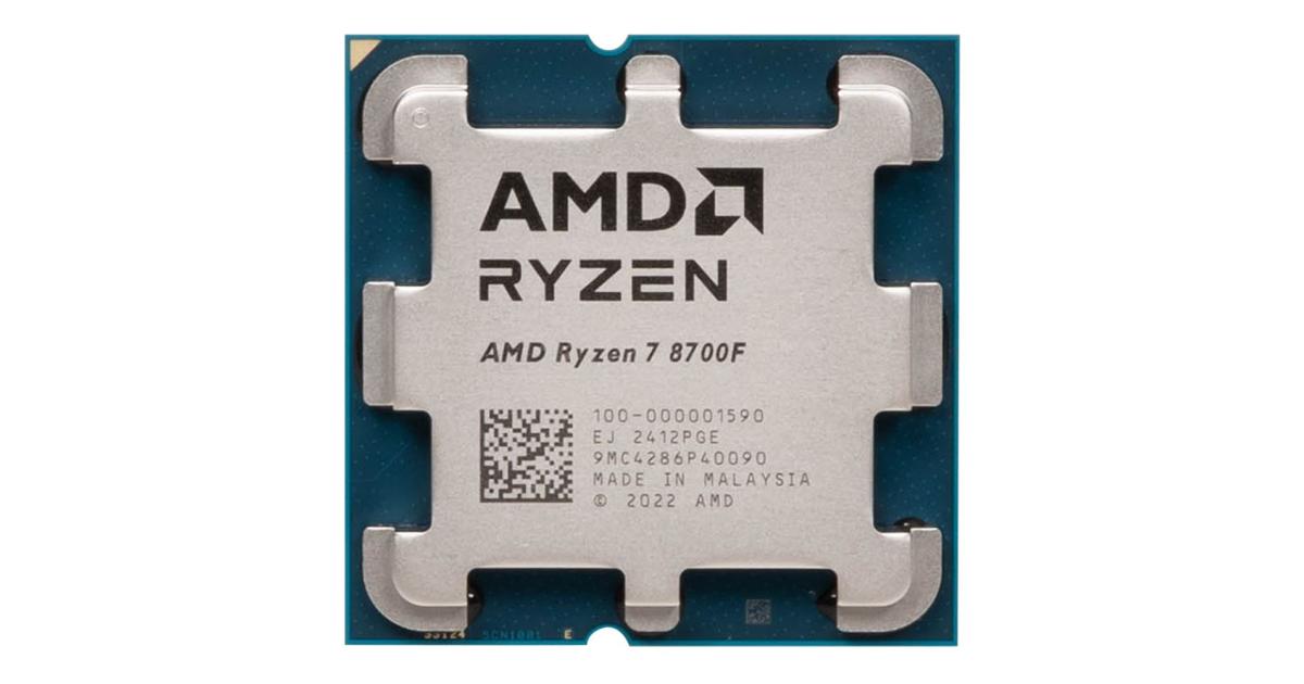 معالج كمبيوتر مكتبي AMD RYZEN 7 8700F 8-Core 4.1GHz (5.0 GHz Max Boost) 24MB Cache AM5 w/o Graphic Card - Tray