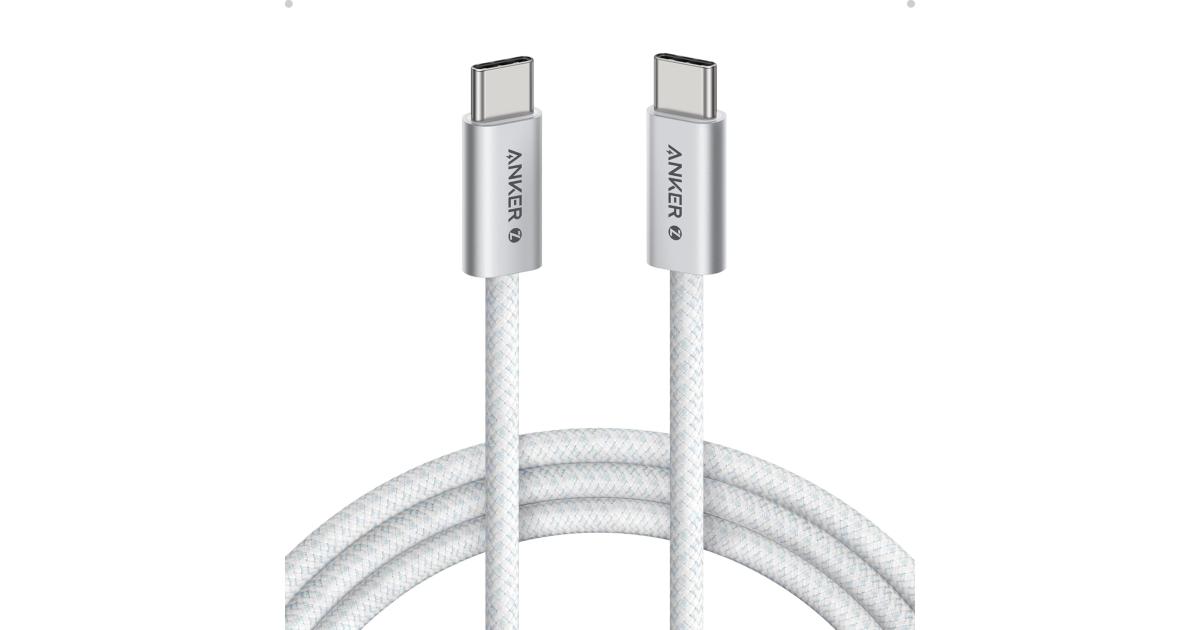 Anker Zolo 240W USB Type-C to USB Type-C Cable, Braided and Dirt-Free Type C Fast Charging 1.5m Cable - White