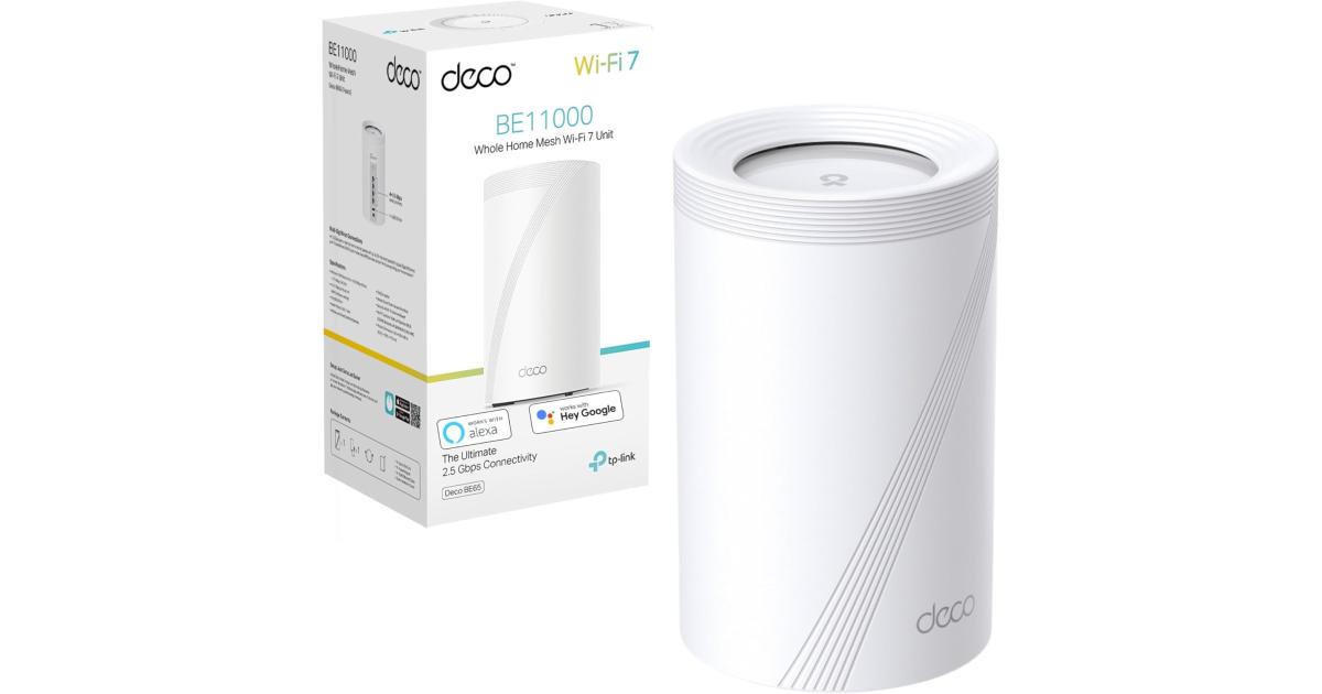 TP-Link Deco BE65 BE9300 Whole Home Tri-Band WiFi 7 Mesh Speeds up to 9214 Mbps AI-Driven Connect Over 200 Devices Ideal for Gaming & 4K 2.5G (1-Pack)