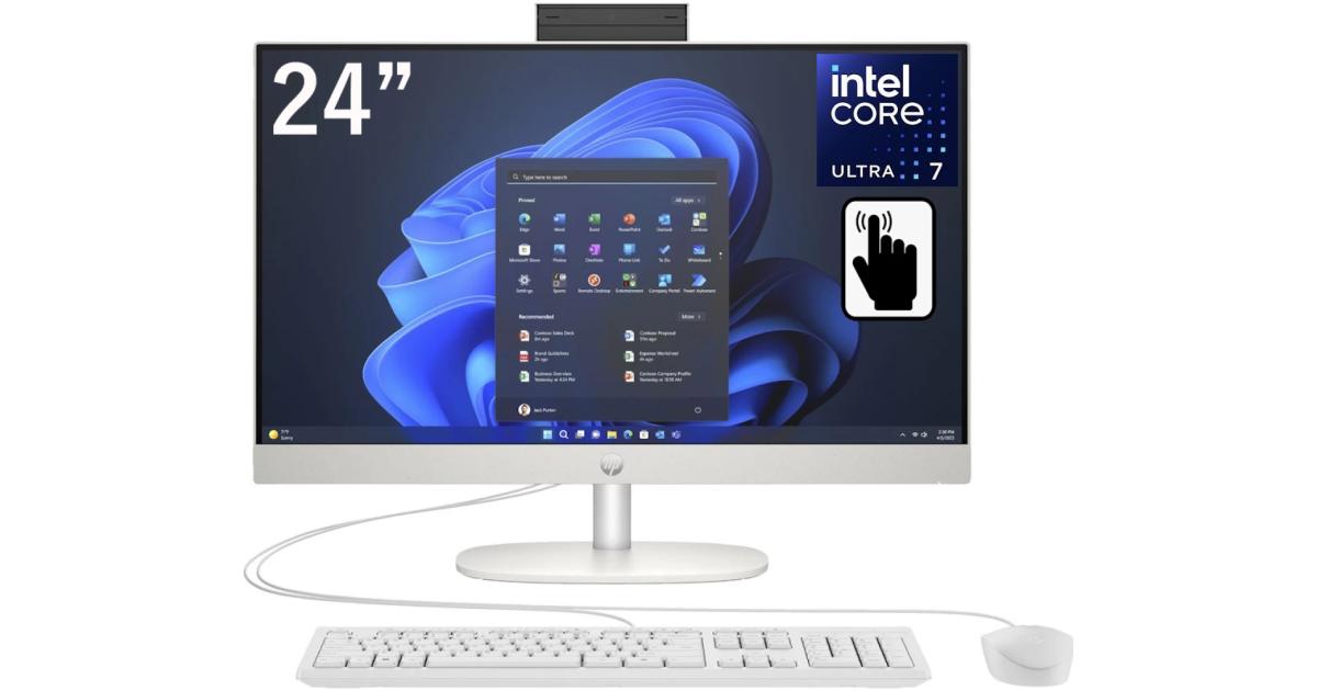 HP All-in-One 24-cr1003ne PC (2024) NEW Intel Core Ultra 7 12-Cores w/ 24" IPS Full HD 99% sRGB Touch Display & DDR5 Memory - White