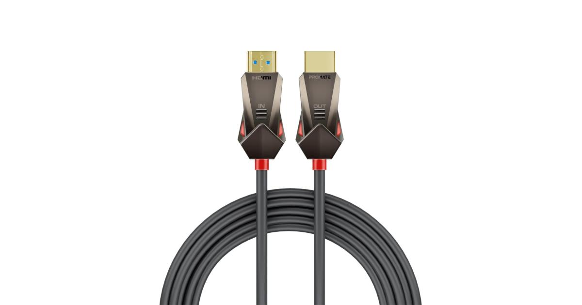 Promate ProLink4K60-10M HDMI 2.0 Cable 4K@60Hz 3D Video Support 18Gbps Bandwidth Ethernet 10M Fiber Optic Cable and Gold-Plated
