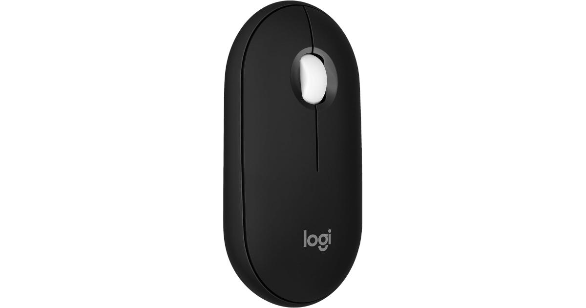 ماوس لاسلكي Logitech Pebble Mouse 2 M350s Slim Bluetooth , Portable, Lightweight, Customizable Button, Quiet Clicks, Easy-Switch for Windows, macOS, iPadOS, Android, Chrome OS - Graphite