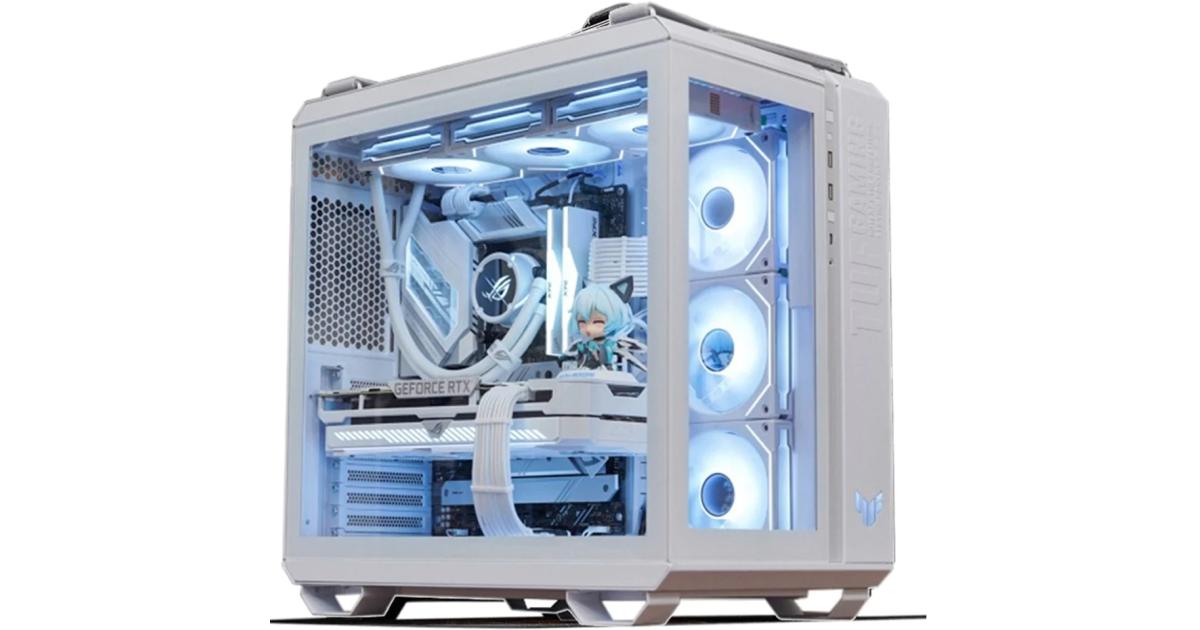 ASUS TUF GT502 Plus Dual Chamber Design Independent Cooling Zones for The CPU & GPU w/ Pre-installed 4 ARGB Fans - White