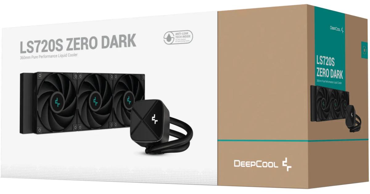 معالج DeepCool LS720S ZERO DARK Liquid Cooler 360mm 3100RPM 300W TDP AIO Cooler Anti-Leak Tech Water Cooler Textured Block For AMD & Intel - Black