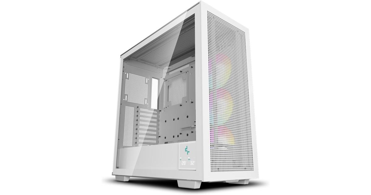 DeepCool Morpheus ATX+ Modular Airflow Housing w/ Vertical Mount & Gen 4 Riser Cable Tempered Glass 4x Trinity 140mm ARGB Fans - White