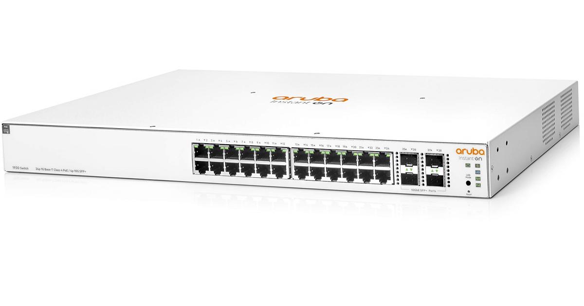 Aruba Instant On 1930 24-Port PoE+ Managed Switch with 4x SFP+ 128 Gb/s Switching Capacity 370W Power Budget- White