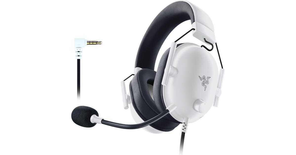 Razer BlackShark V2 X 7.1 Surround Sound 50mm Drivers Memory Foam Cushion For PC, Mac, PS4, PS5, Switch 3.5mm Audio Jack - White