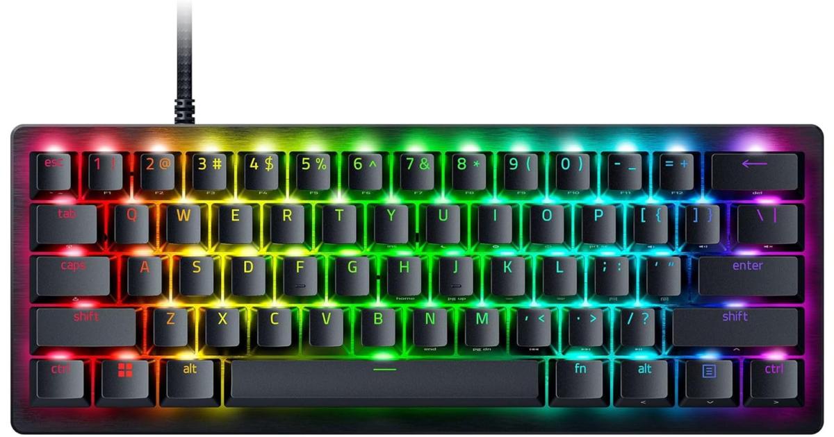 Razer Huntsman V3 Pro Mini 60% Esports Analog Optical Switches Rapid Trigger & Adjustable Actuation Onboard Adjustments Dual-Purpose Mod Keys PBT Keycaps - Black