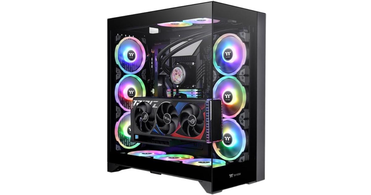 كرت شاشة Thermaltake CTE E600 MX E-ATX Case Centralized Thermal Efficiency Design 3Way Floating Mounting Bracket W/ 400mm PCIe4 Riser Cable - Black