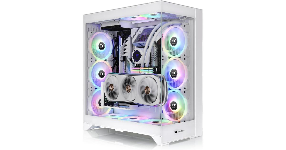 كرت شاشة Thermaltake CTE E600 MX E-ATX Case Centralized Thermal Efficiency Design 3Way Floating Mounting Bracket W/ 400mm PCIe4 Riser Cable - White