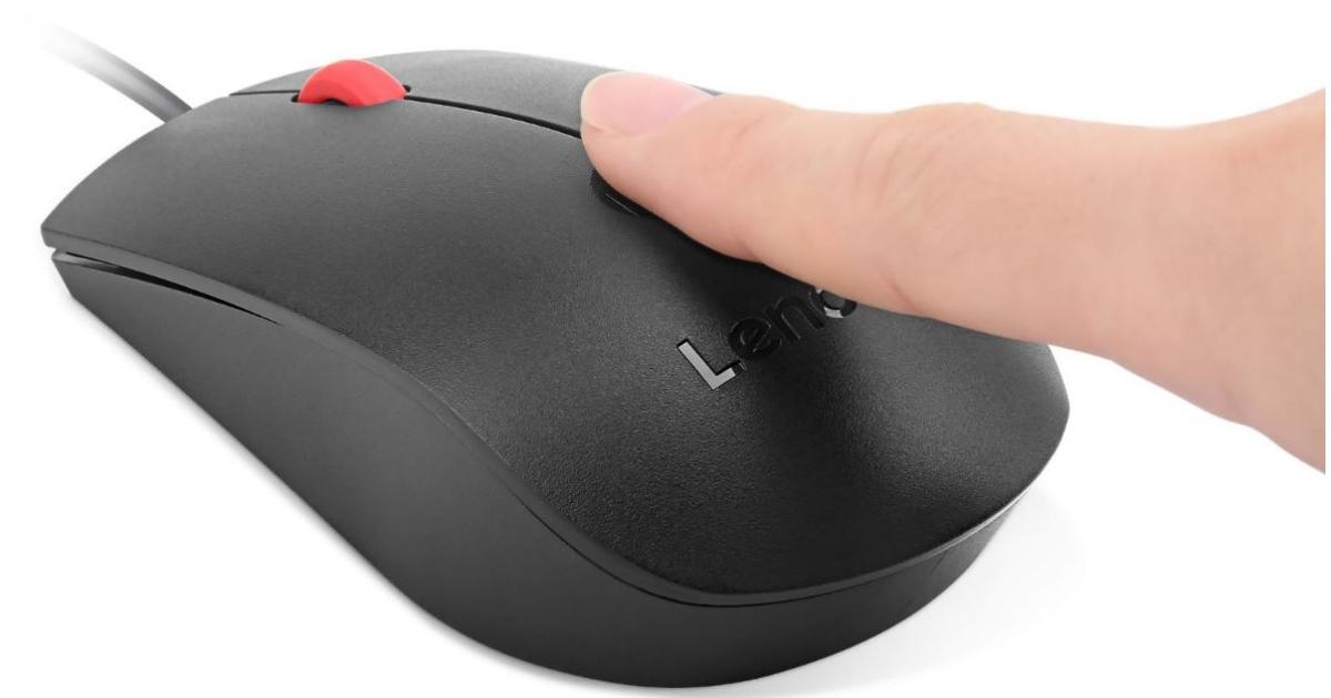 ماوس Lenovo Fingerprint Biometric USB Pointing Devices 1600 dpi Windows Hello certified Ambidextrous Design - Black