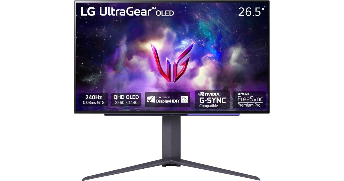 LG 27GS95QE-B UltraGear™ 27” OLED 2K HDR10 240Hz 0.03ms True Black 400 G-SYNC Compatible HDMI 2.1 Adjustable Stand - Black