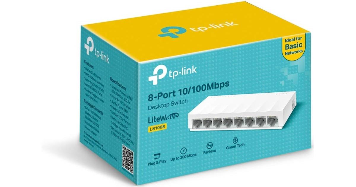 TP-Link LS1008 8-Port 10/100Mpbs Desktop Switch Ethernet SPLITTER Plastic Case