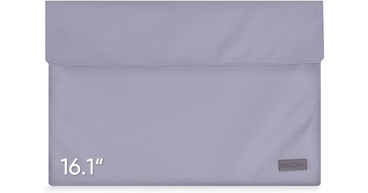 شاشة ARZOPA 16.1" Portable PU Leather Storage Bag Waterproof Material Bottom Layer Material Soft Lining, With Strong Magnetic Closure - Grey