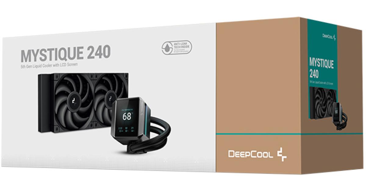 DeepCool MYSTIQUE 240 LCD Liquid Cooler 360mm 5th Gen Pump 3400RPM 2.8" 640x480 TFT LCD Screen 2150 RPM Fan Speed 72.45 CFM Fan Airflow