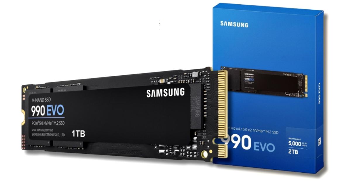 SAMSUNG SSD 990 EVO 2TB PCIe 5.0 M.2 2280 Seq Read Speeds Up-to 5,000MB/s w/ Power Efficienc & Smart Thermal Control