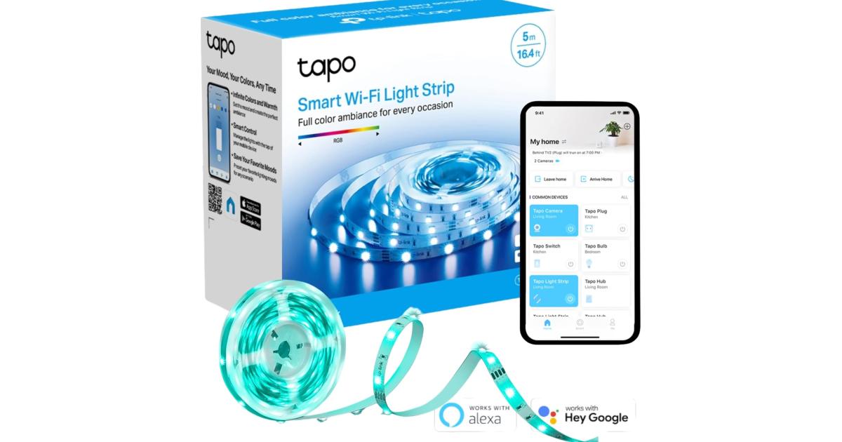 TP-Link Tapo L900-5 LED Strip Light Smart Led Light Strips 5m WiFi App Control RGB Multicolour LED Lights Works with Alexa & Google Home