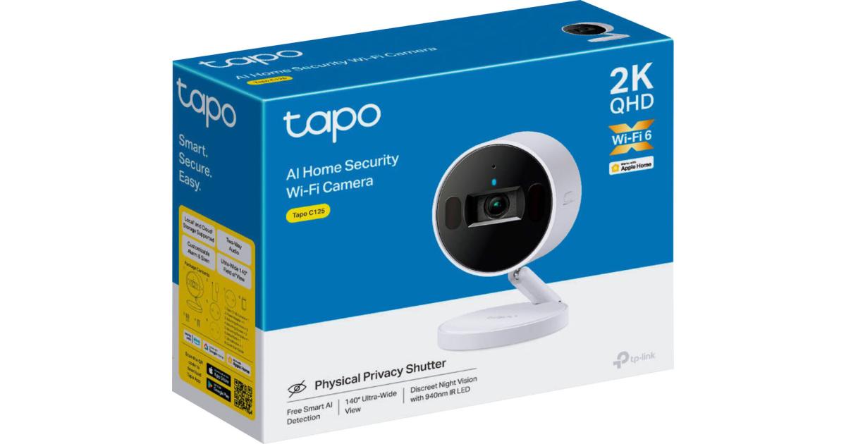 TP-Link Tapo C125 2K QHD 140° AI Smart Home Security Wi-Fi Camera Motion & Person Detection Notification Physical Privacy Shutter 940nm IR LED Two-Way Audio