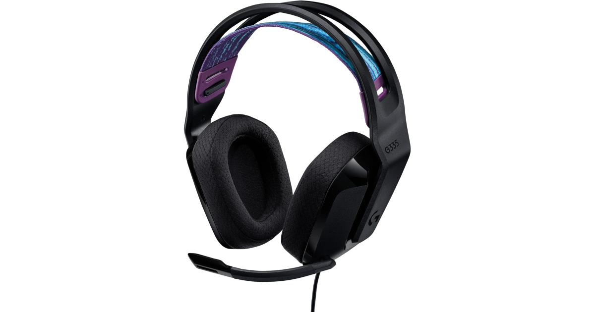 Logitech G335 Wired with Flip to Mute Microphone 3.5mm Audio Jack Memory Foam Lightweight Compatible with PC, PlayStation, Xbox, Nintendo Switch - Black