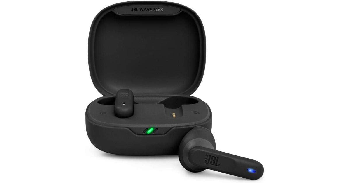 JBL Wave Flex in-Ear Wireless Earbuds IP54 and IPX2 Waterproofing TalkThru & Ambient Aware Technology 32 hours Battery Life - Black