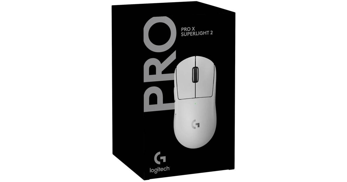 Logitech G PRO X SUPERLIGHT 2 LIGHTSPEED Wireless 4K Polling Lightweight LIGHTFORCE Hybrid Switches HERO 2 Sensor 32,000 DPI USB-C Charging, PC & Mac - White