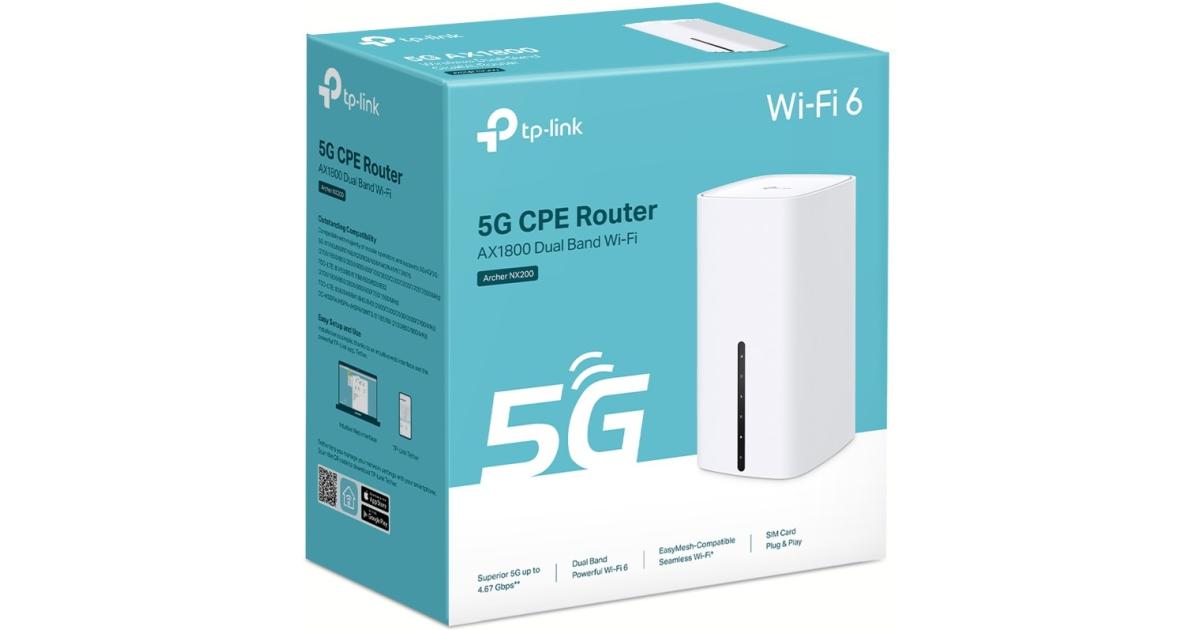 TP-Link Archer NX200 AX1800 Dual Band 5G Wi-Fi 6 SIM Slot WAN/LAN Port EasyMesh Compatible Unlocked - White