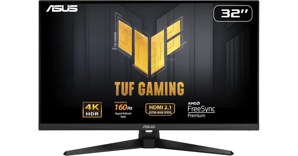 ASUS TUF 32" VG32UQA1A 4K UHD 160Hz 1ms HDR 400 120% sRGB HDMI 2.1 Support 120Hz on PS5 & Xbox Freesync Premium w/ Speakers