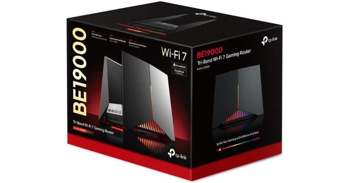 راوتر TP-Link Archer GE800 Tri-Band BE19000 Wi-Fi 7 Gaming 12-Stream 19 Gbps 2×10G + 4×2.5G Ports USB 3.0 Turbo Acceleration Dedicated Gaming Port & Panel